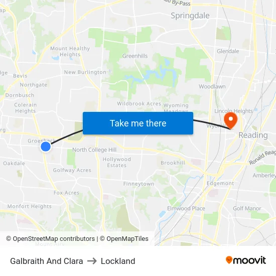 Galbraith And Clara to Lockland map