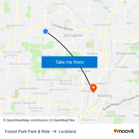 Forest Park Park & Ride to Lockland map