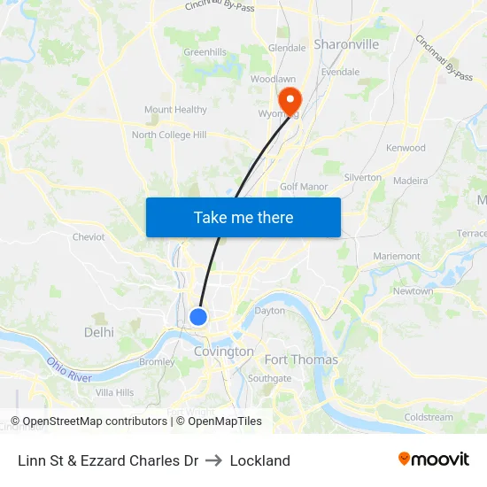Linn St & Ezzard Charles Dr to Lockland map