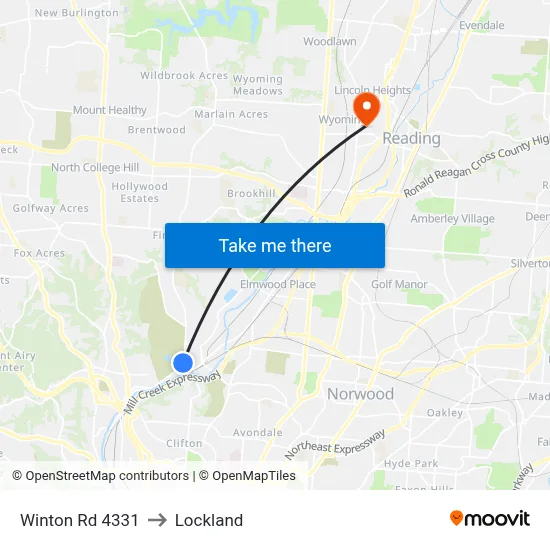Winton Rd 4331 to Lockland map