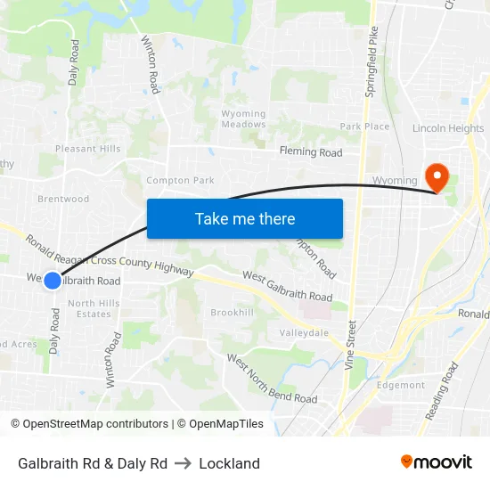 Galbraith Rd & Daly Rd to Lockland map