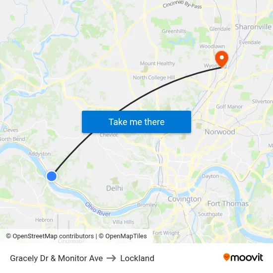 Gracely Dr & Monitor Ave to Lockland map