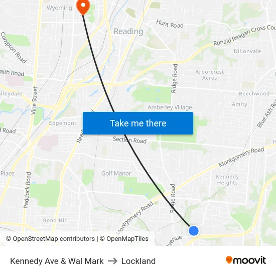 Kennedy Ave & Wal Mark to Lockland map