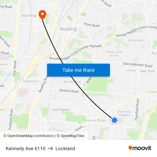 Kennedy Ave 6110 to Lockland map