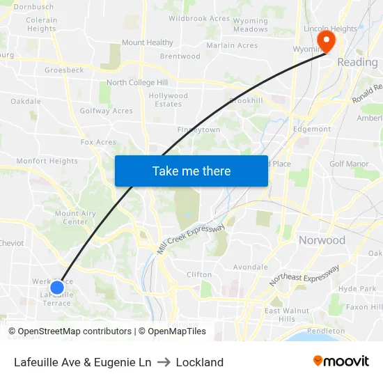 Lafeuille Ave & Eugenie Ln to Lockland map
