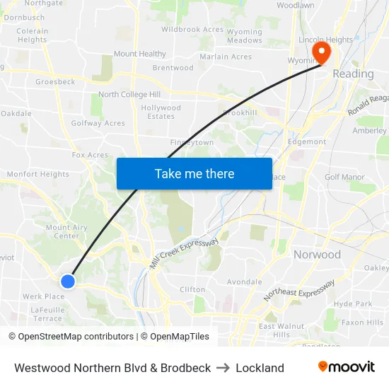 Westwood Northern Blvd & Brodbeck to Lockland map