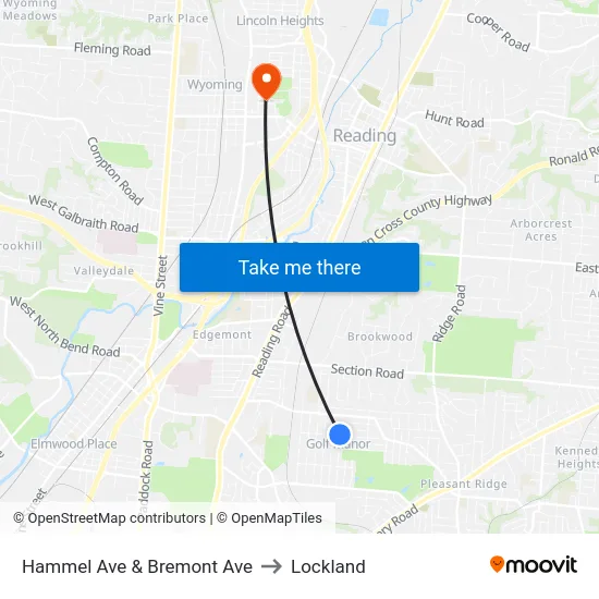 Hammel Ave & Bremont Ave to Lockland map