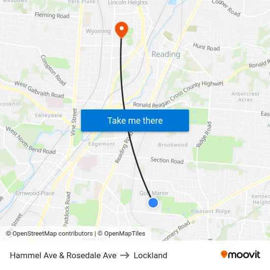 Hammel Ave & Rosedale Ave to Lockland map