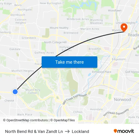 North Bend Rd & Van Zandt Ln to Lockland map