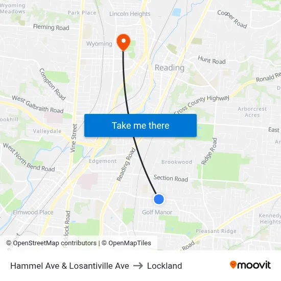 Hammel Ave & Losantiville Ave to Lockland map