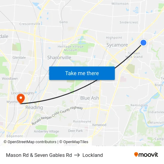Mason Rd & Seven Gables Rd to Lockland map