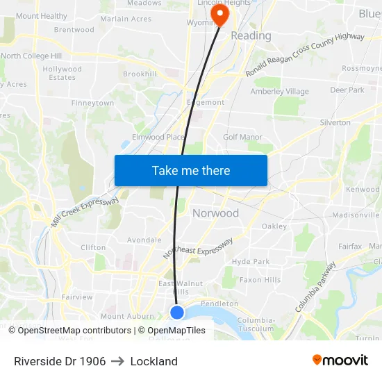 Riverside Dr 1906 to Lockland map