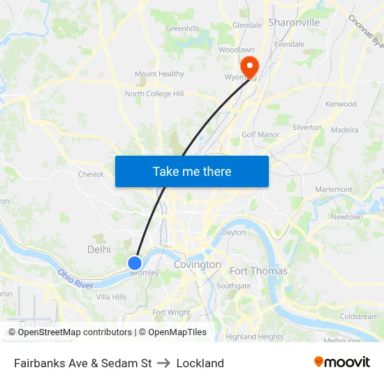 Fairbanks Ave & Sedam St to Lockland map