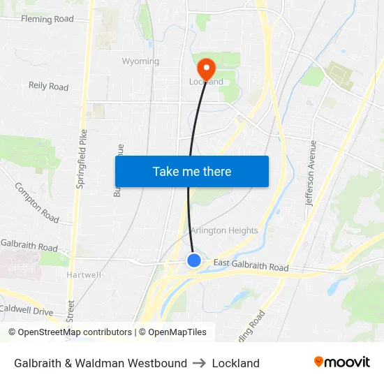 Galbraith & Waldman Westbound to Lockland map