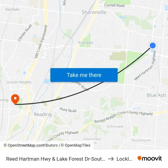 Reed Hartman Hwy & Lake Forest Dr-Southbound to Lockland map