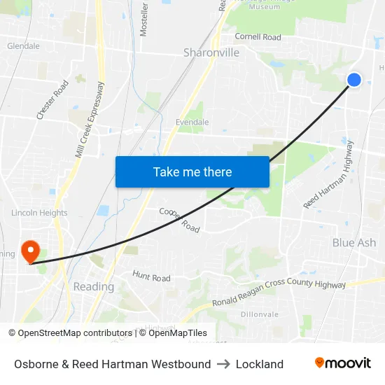 Osborne & Reed Hartman Westbound to Lockland map