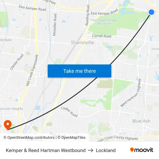 Kemper & Reed Hartman Westbound to Lockland map