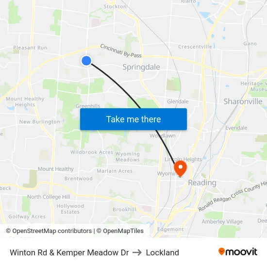 Winton Rd & Kemper Meadow Dr to Lockland map