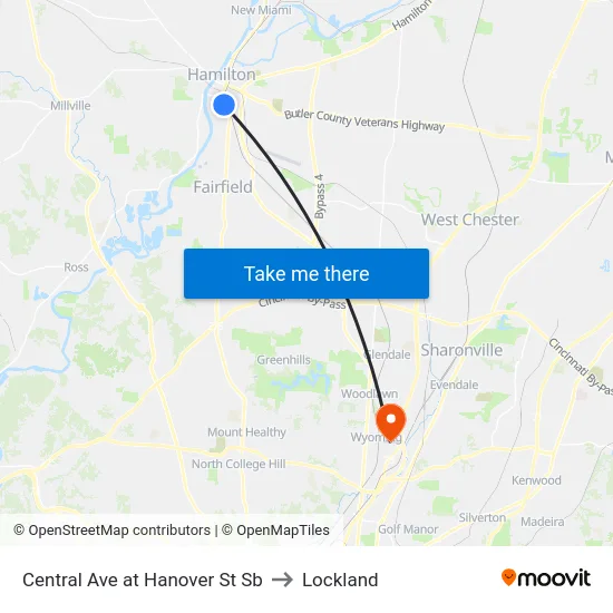 Central Ave at Hanover St Sb to Lockland map