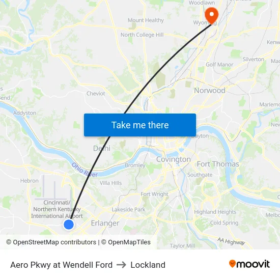 Aero Pkwy at Wendell Ford to Lockland map