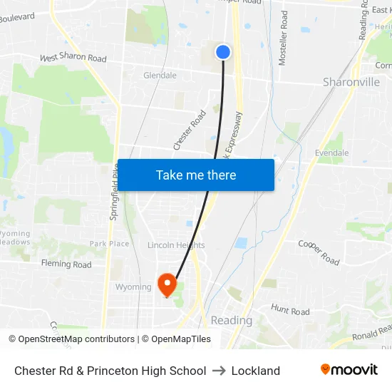 Chester Rd & Princeton High School to Lockland map