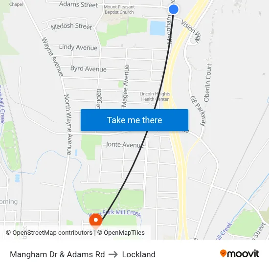 Mangham Dr & Adams Rd to Lockland map
