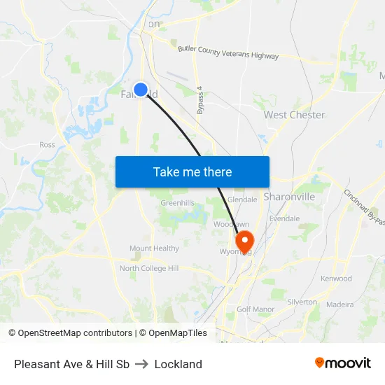 Pleasant Ave & Hill Sb to Lockland map