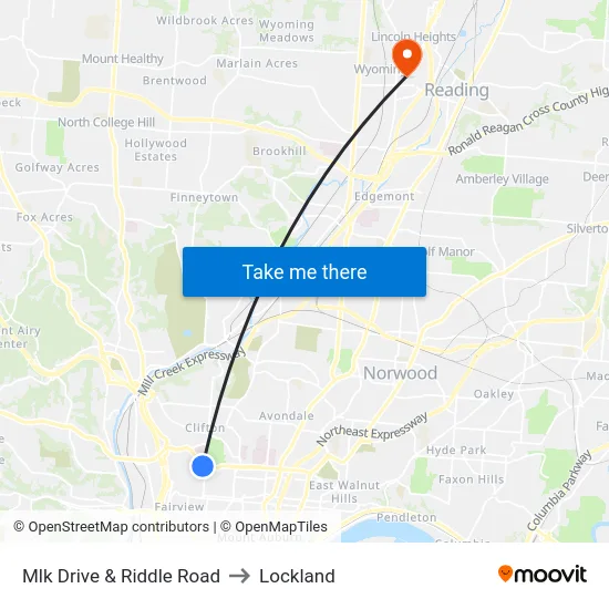 Mlk Drive & Riddle Road to Lockland map