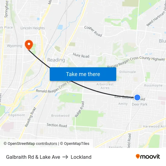 Galbraith Rd & Lake Ave to Lockland map