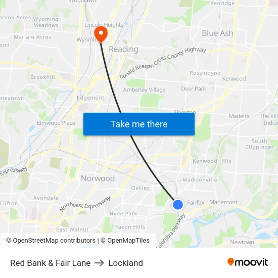 Red Bank & Fair Lane to Lockland map