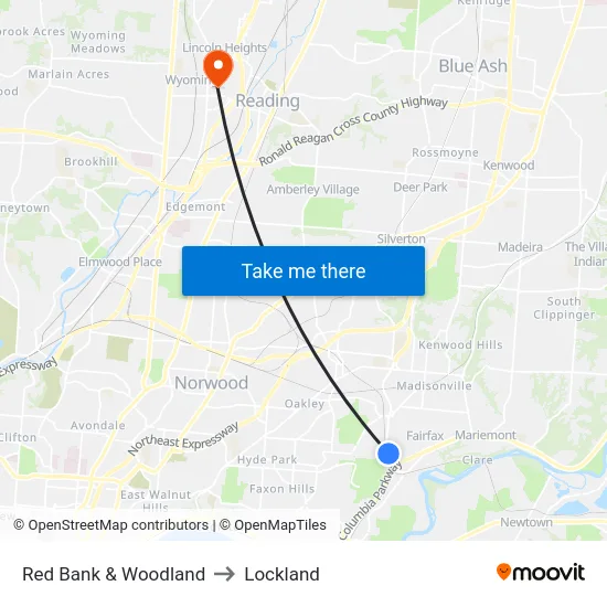 Red Bank & Woodland to Lockland map