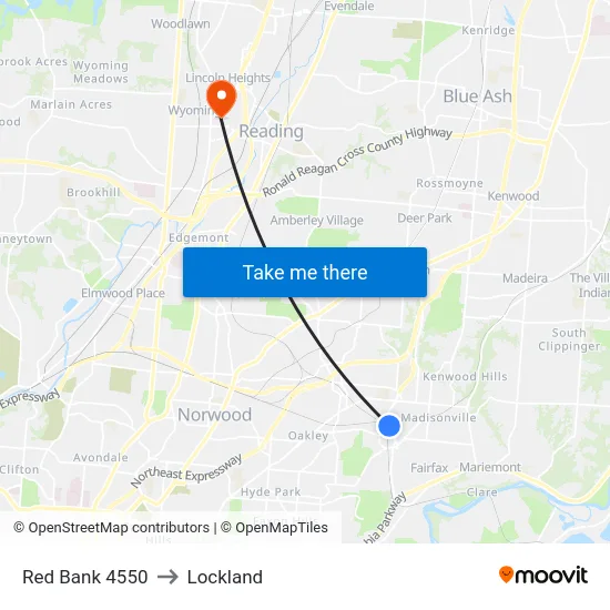 Red Bank 4550 to Lockland map