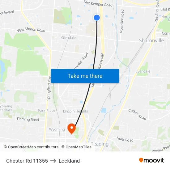 Chester Rd 11355 to Lockland map