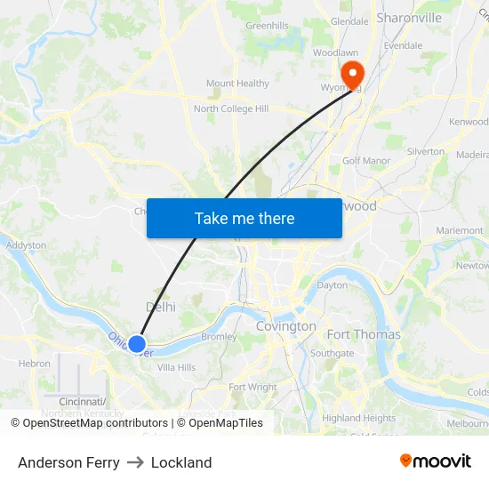 Anderson Ferry to Lockland map