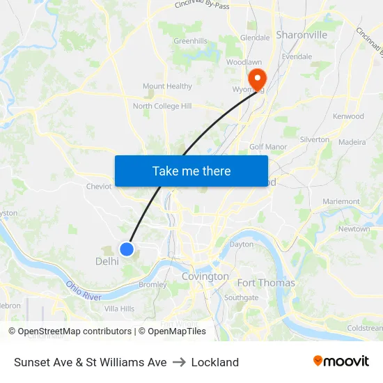Sunset Ave & St Williams Ave to Lockland map