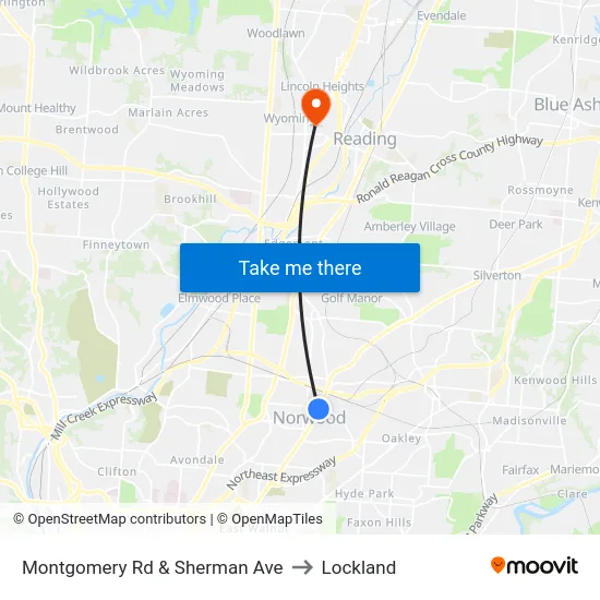 Montgomery Rd & Sherman Ave to Lockland map