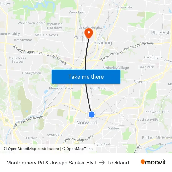 Montgomery Rd & Joseph Sanker Blvd to Lockland map