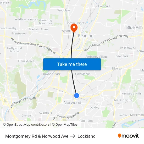 Montgomery Rd & Norwood Ave to Lockland map