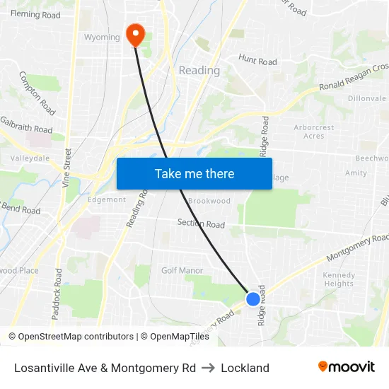 Losantiville Ave & Montgomery Rd to Lockland map