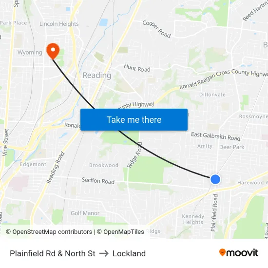 Plainfield Rd & North St to Lockland map