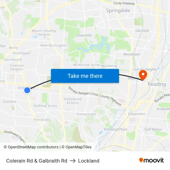 Colerain Rd & Galbraith Rd to Lockland map