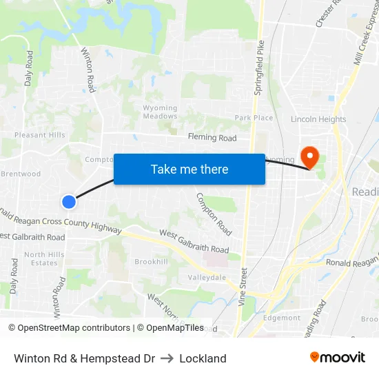 Winton Rd & Hempstead Dr to Lockland map