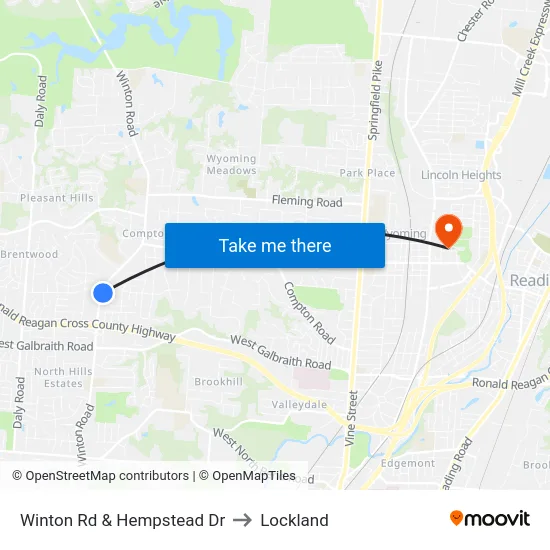 Winton Rd & Hempstead Dr to Lockland map