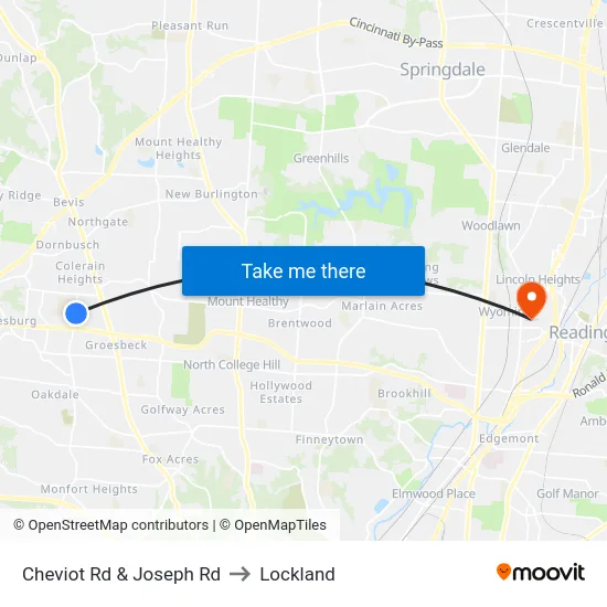 Cheviot Rd & Joseph Rd to Lockland map
