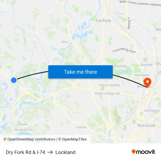 Dry Fork Rd & I-74 to Lockland map