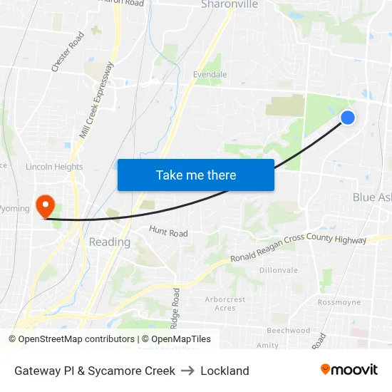 Gateway Pl & Sycamore Creek to Lockland map