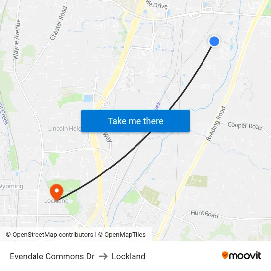 Evendale Commons Dr to Lockland map