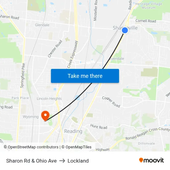 Sharon Rd & Ohio Ave to Lockland map