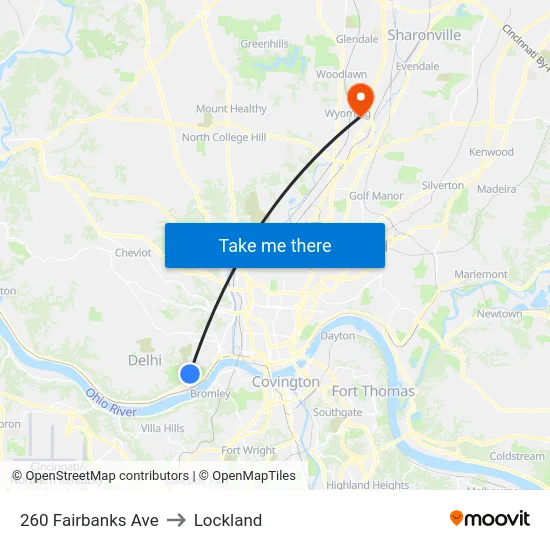 260 Fairbanks Ave to Lockland map