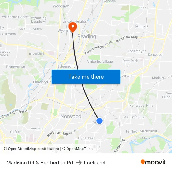 Madison Rd & Brotherton Rd to Lockland map